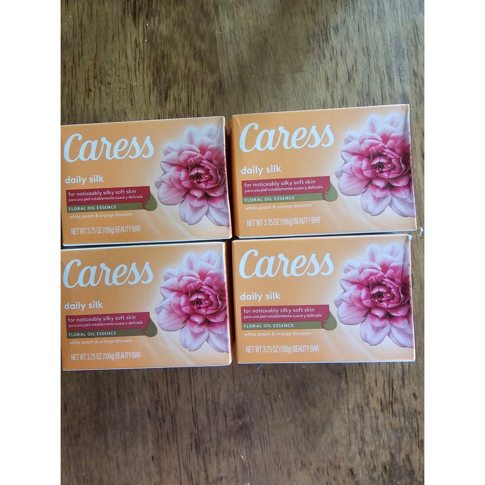 Caress Daily Silk Beauty Bar Soap White Peach & Orange Blossom 4 Count NEW